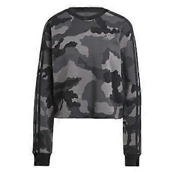 Adidas Womens/Ladies Essentials Camo Stripes Loose Fit Crop Sweatshirt