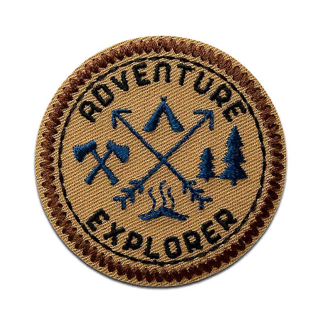 Adventure Explorer Adventure - Iron-on patch patch, formaat: 5,3 x 5,3 cm