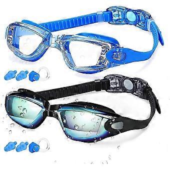Swimming Goggles, Black Or Blue, Swim Goggles For Adult Men Women Youth Kids Children, With Anti-fog, Waterproof, Protection Lenses