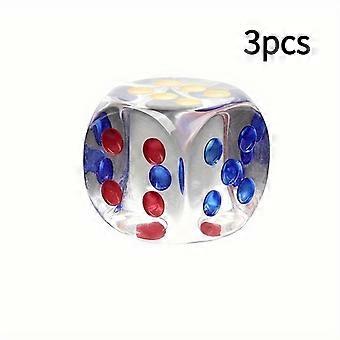 Big Acrylic Dice Set 3 Pack, Transparent Cube Dice with Red Blue Yellow Dots for Board Games Parties Halloween KTV Math Counting Christmas Gifts