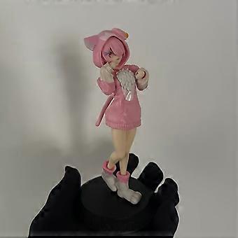 Cat-Eared Anime Girl Figure in Pink Pajama, Cute Kawaii Collectible Toy with Drink Cup, PVC Statue for Desk Display