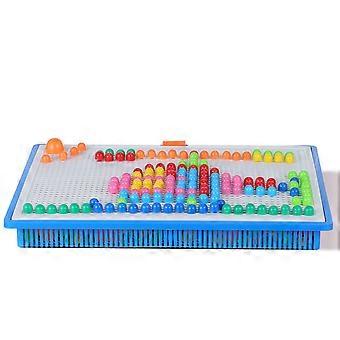 296pcs Mushroom Nails Puzzle Educational Creative Mosaic Pegboard Toy with Letters Numbers