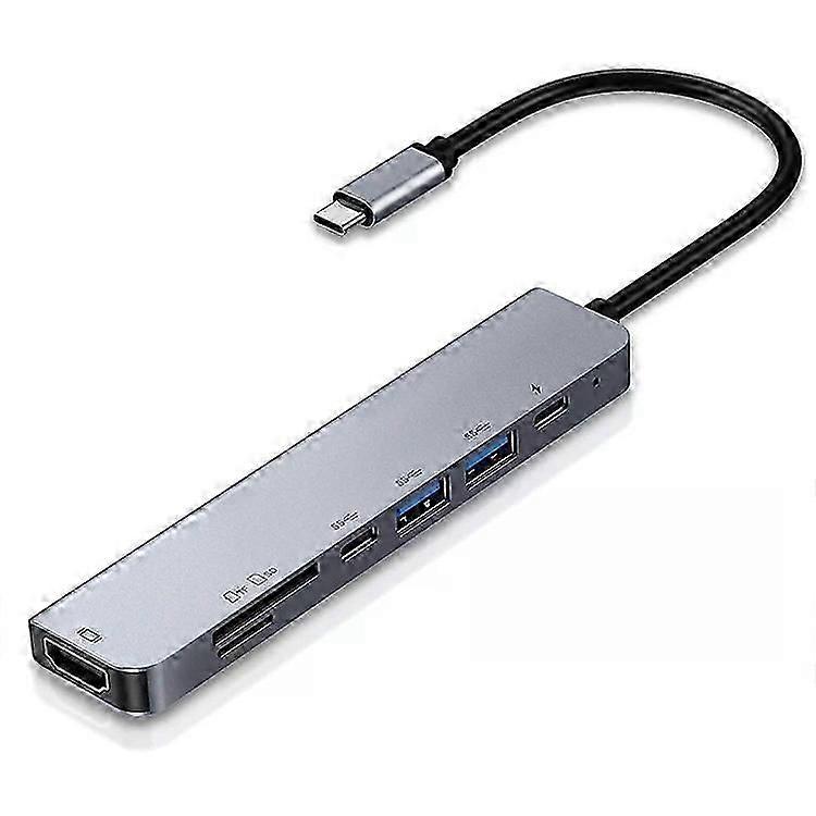 Type-C Multi-Function Splitter Adapter-7 in 1 with HDMI,SD/TF,USB3.0