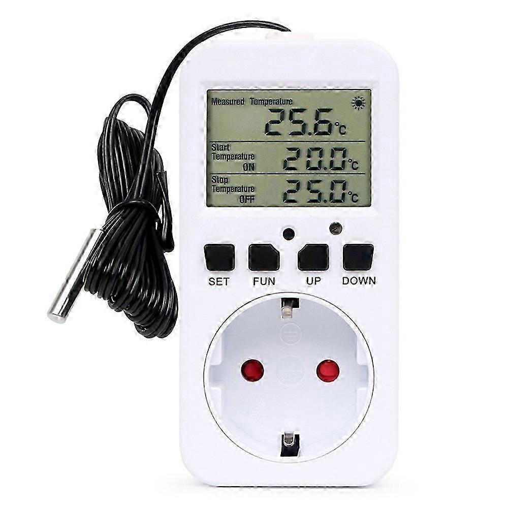 Digital Temperature Controller Socket EU Plug Thermostat Timer Switch Sensing Probe Heating Cooling Switch Temp Alarm