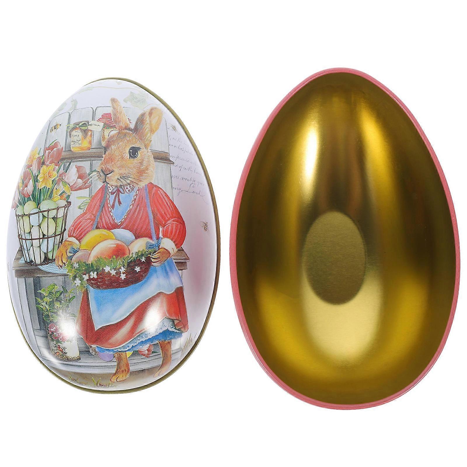 Easter Tinplate Box Party Candies Easter Egg Shape for Storage Use