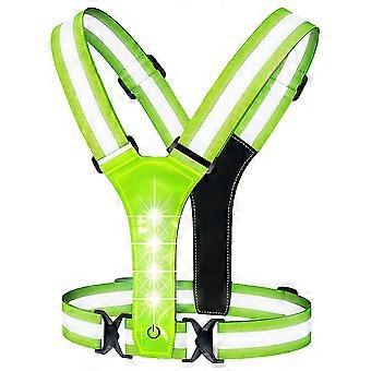 5X LED Reflective Running Vest,Adjustable Elastic Running Safety Gear LED Light Up Vest Perfect for Running,Walking