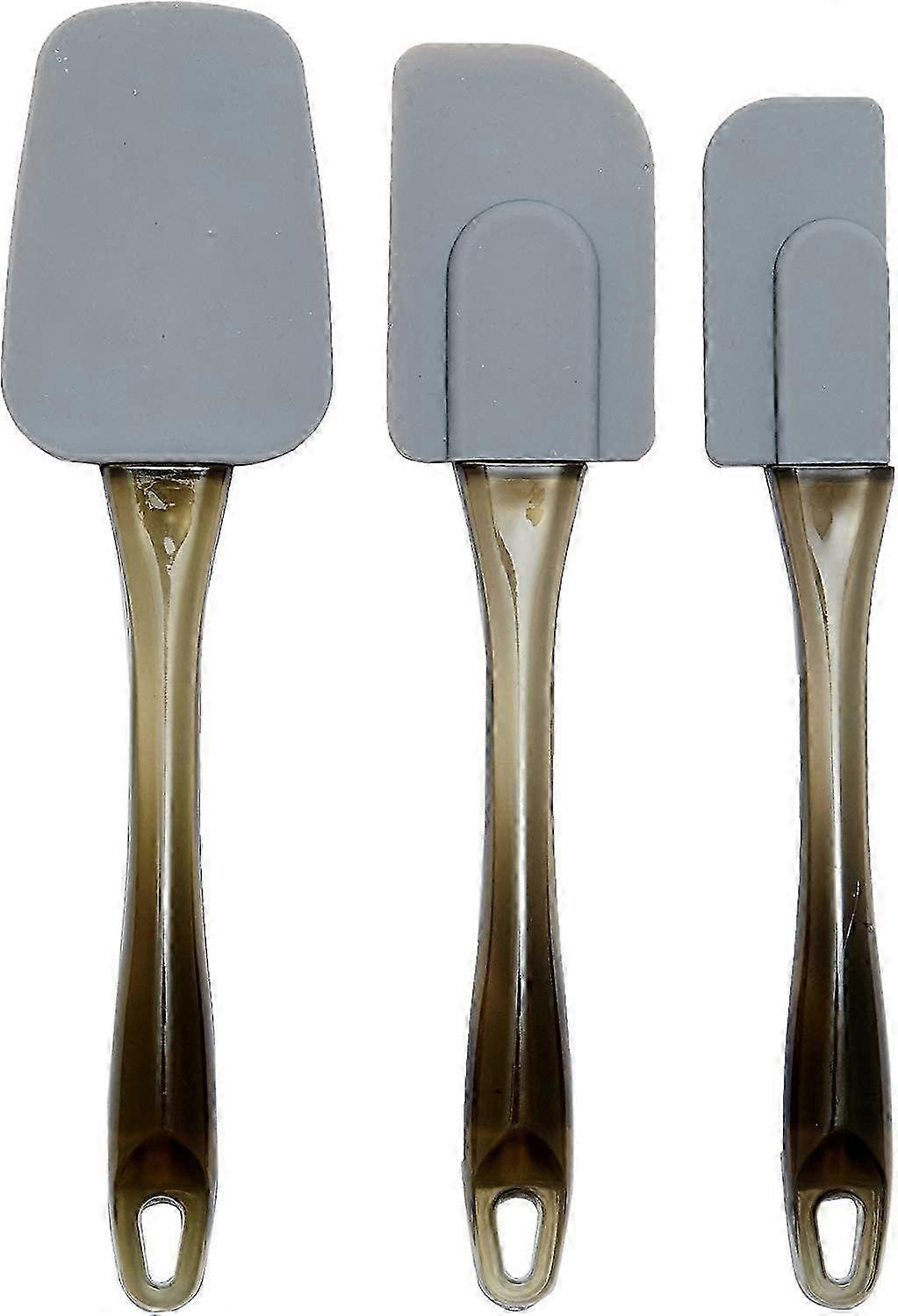 Set of 3 silicone spatulas, rectangular, gray