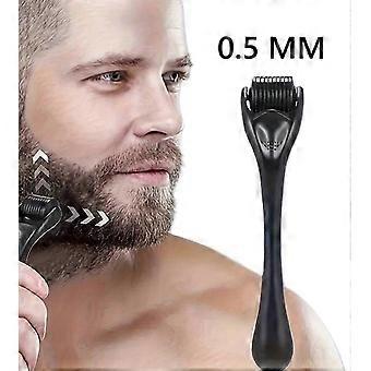 Baardgroeiroller met 0,5 mm titanium naalden, zwart, stimuleert baard- en haargroei.