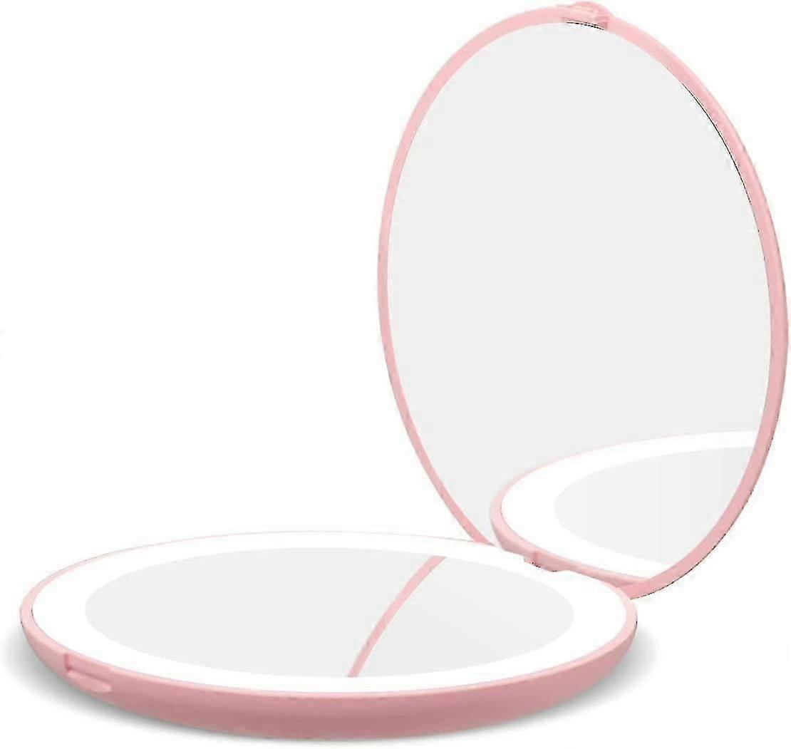 Lighted Compact Mirror With Magnification