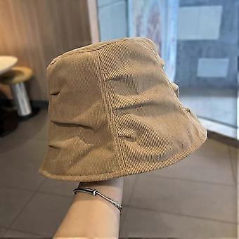 1 stuk dames corduroy geplooide bucket hat, elegant, effen kleur, zachte zonbescherming voor buiten, strandvakantie stijl