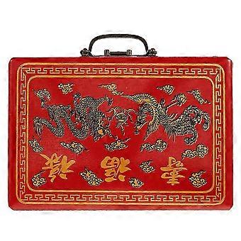 Mahjong Box Red Large Capacity Storage with Buckle Smooth Edges Portable for Tiles