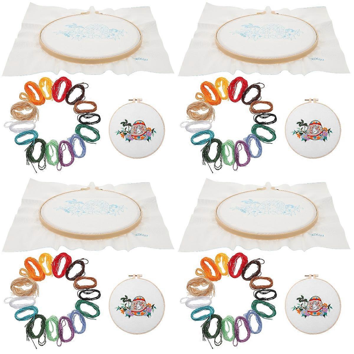 Embroidery Kit Easter Themed Cross Stitch Kit for Beginners 4Sets