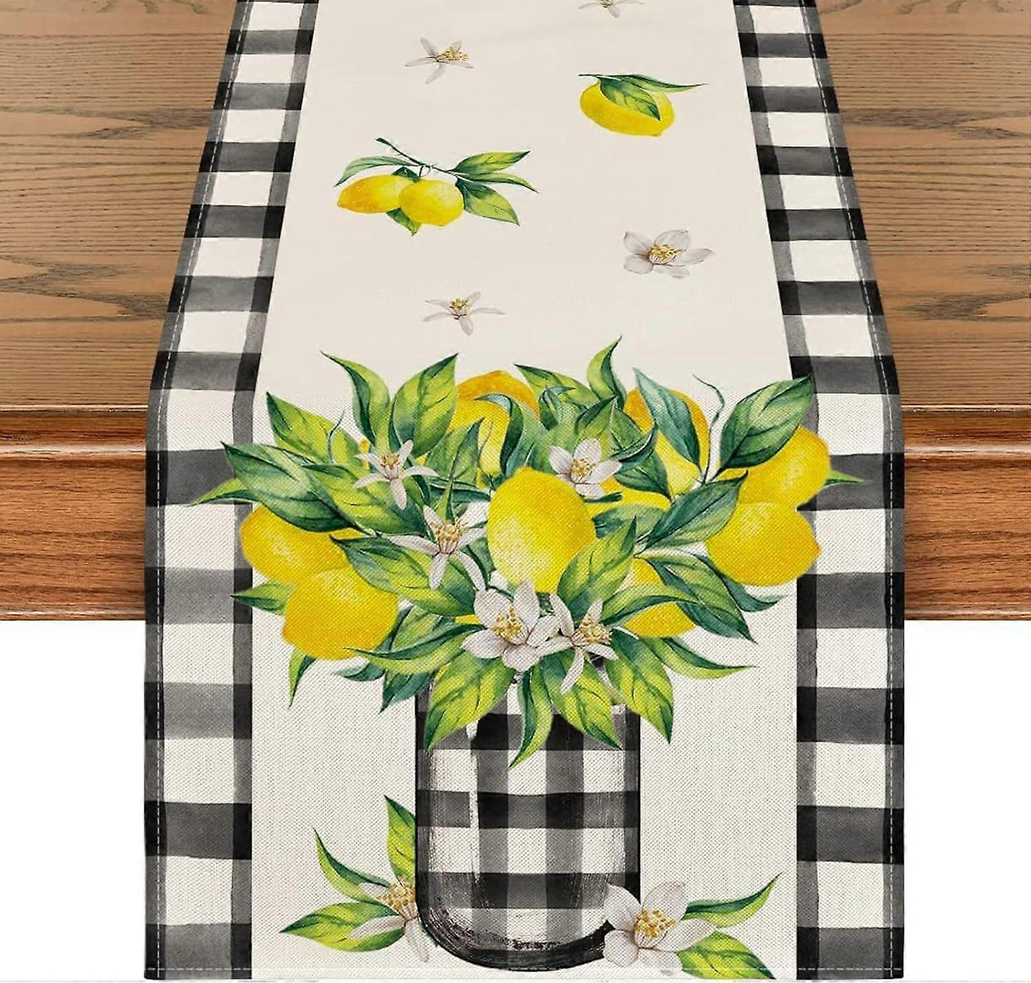 Lemon Tablecloth, Table Runner, Table Decoration, Kitchen Runner, Table Decoration, Spring Runner, Washable Runner (33x183 cm)