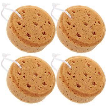 4 Pcs Coffee Color Shower Loofah Bath Sponge, Exfoliating Body Scrubber with Lanyard, Soft Foaming Sponge for Bath and Shower