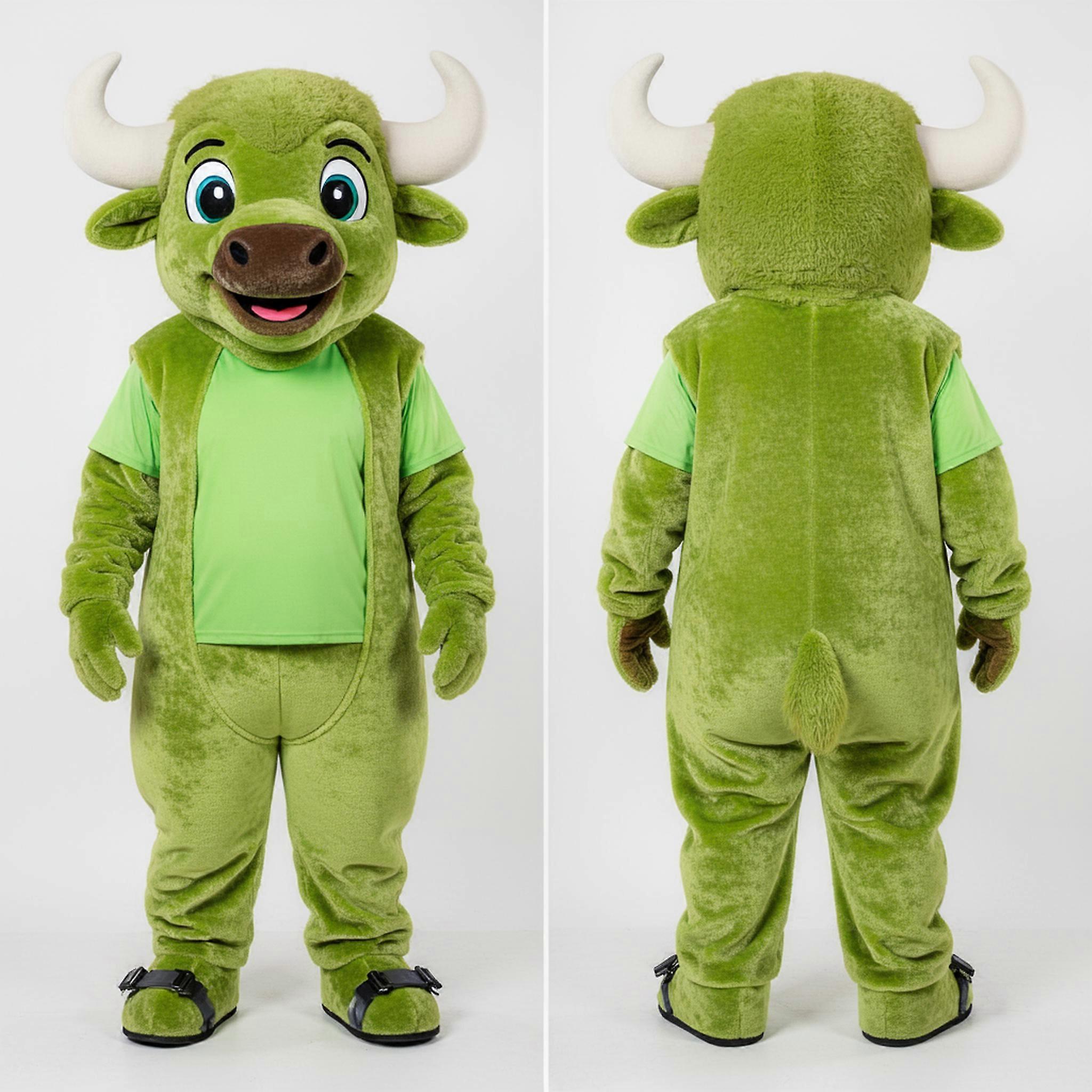 MASTICOT Lime Green Cuddly Buffalo Mascot