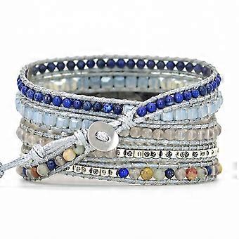 Handmade Boho Beaded Wrap Band for Samsung Galaxy Watch 3 41mm, Colorful Jasper Natural Stone Strap Compatible with Galaxy Watch 4 5 6 7