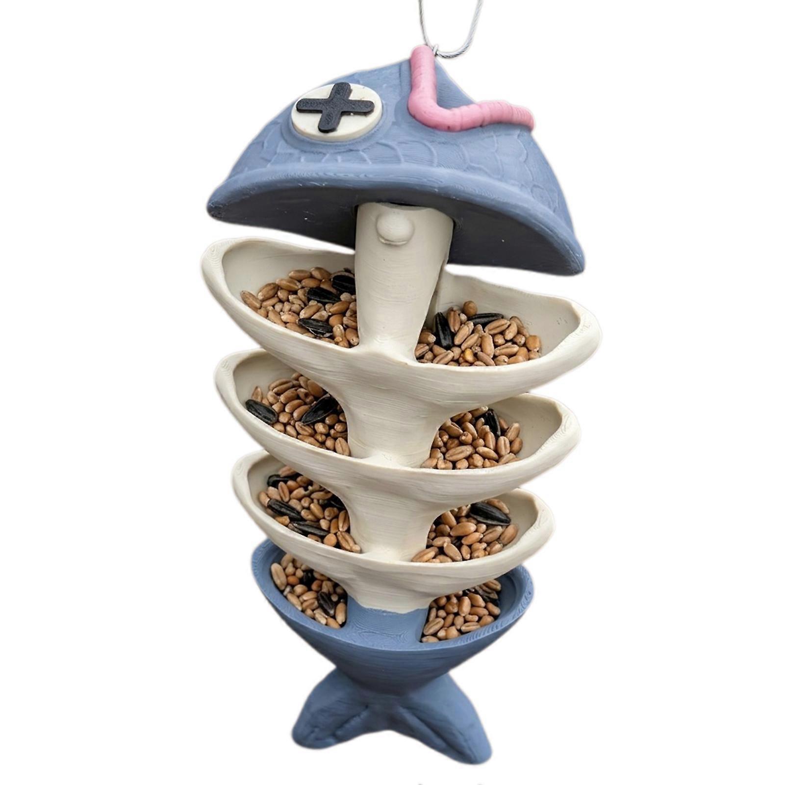 Fishbone-Shaped Outdoor Bird Feeder
