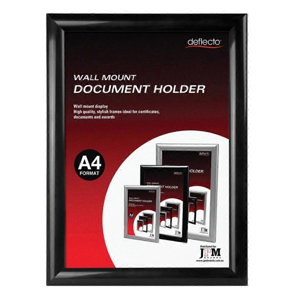 A4 Deflecto Durable Clear Plastic Wall-Mounted Document Holder in Black Colour