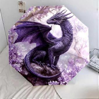 1 PC Automatic Folding Umbrella - Purple Pterosaur Pattern, Portable & Foldable Design with 8 Ribs, Christmas Birthday Gifts