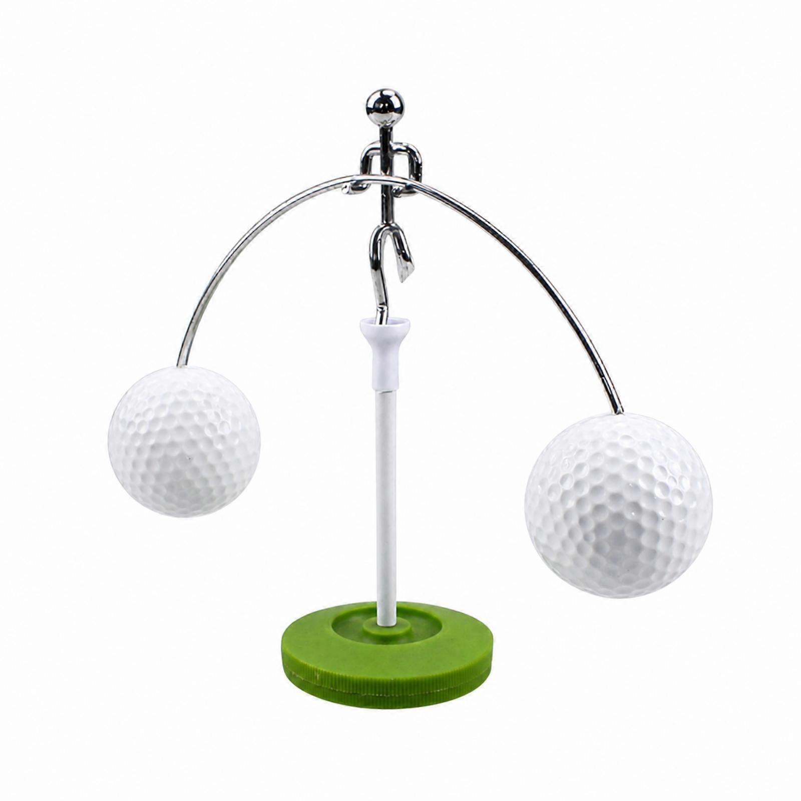 Golf Balancing Desk Piece Arched Frame White Dimpled Balls for Study Shelf