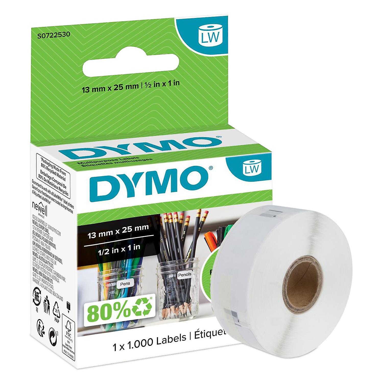 DYMO Authentic Self Adhesive LW Small Multi-Purpose 1000 EasyPeel Labels,13x25mm