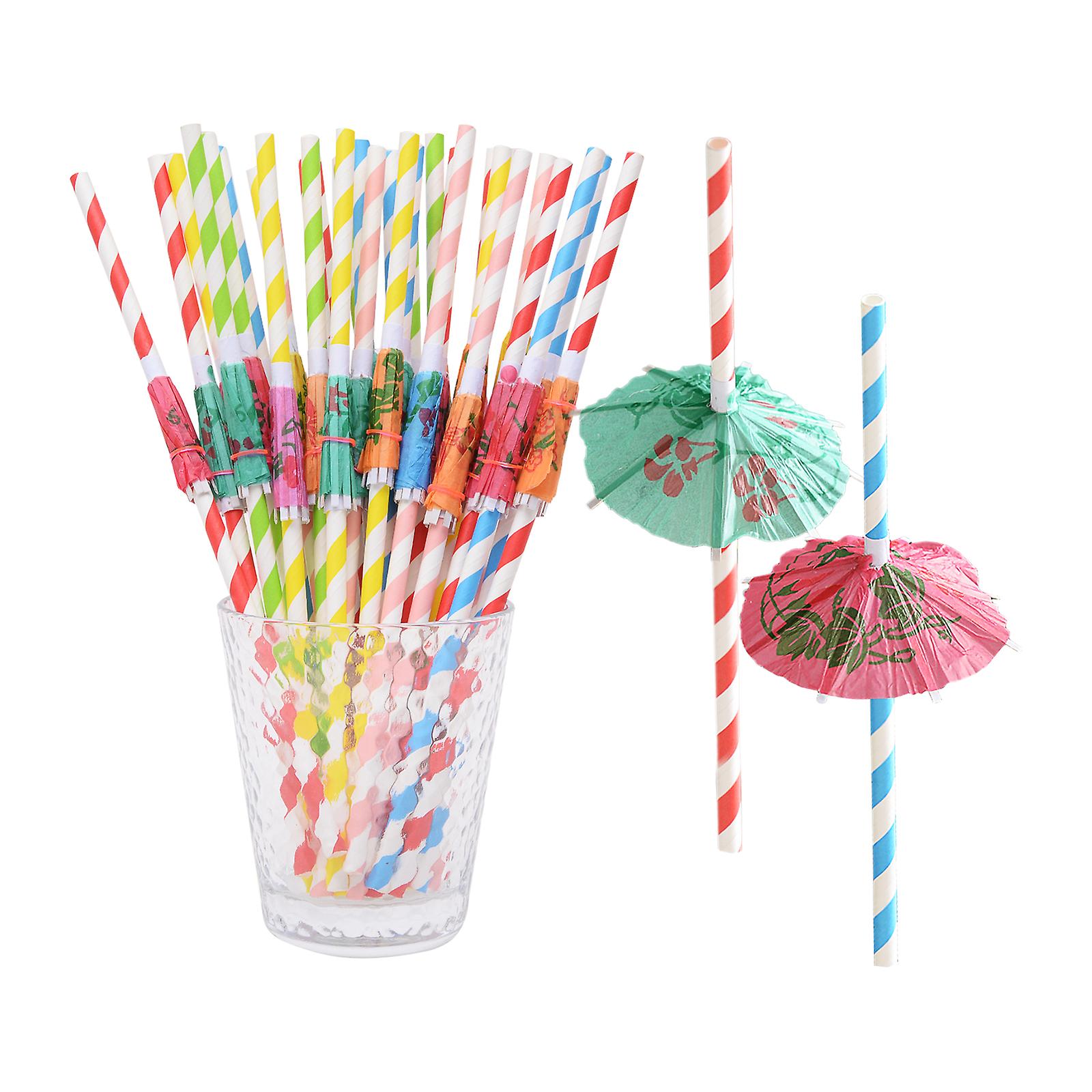 50pcs Drinking Straws Disposable Degradable Tropical Drinking Straws