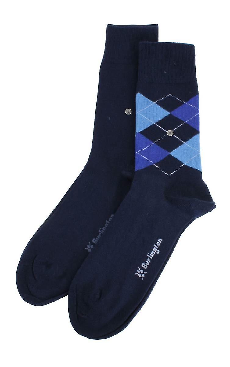Burlington Everyday Mix 2 Pack Argyle Socks - Navy/Blue/Light Blue