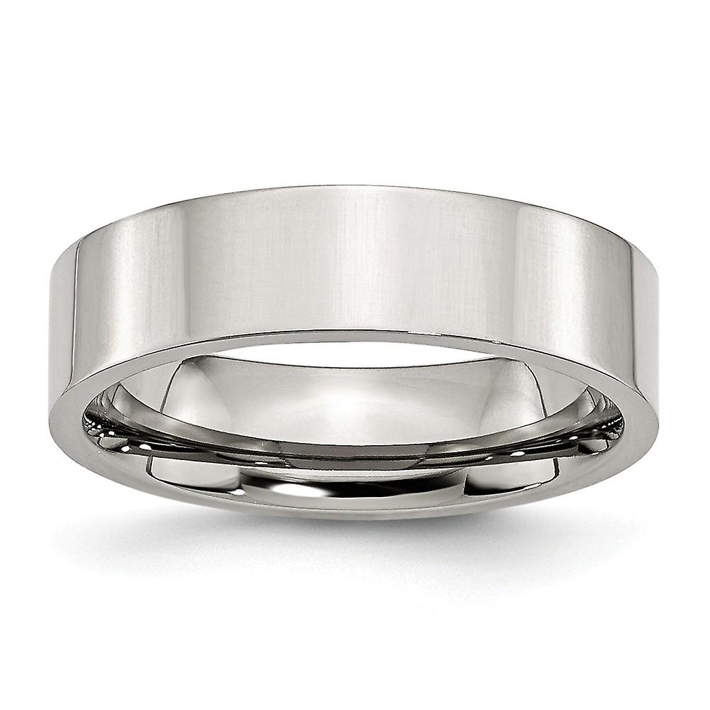 Stainless Steel Flat Band-Flat 6mm Polished-Band Ring-Band Style-Ring for Women and Men - Ring Size: 6 to 13