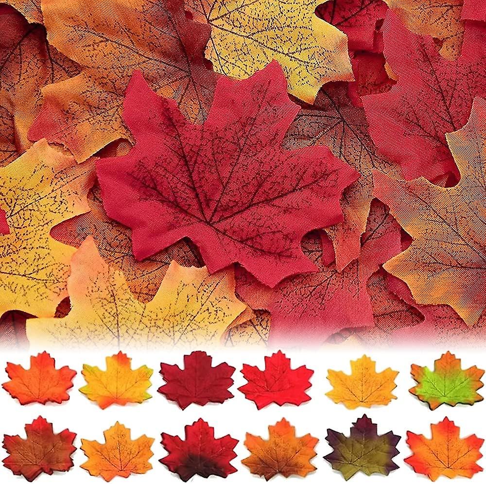 600 stk kunstige høstlønneblader - høstfarget bladblanding