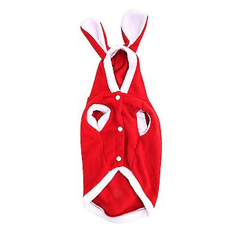 Caldo Carino Coniglio Panno Pet Inverno Autunno Caldo Felpa Con Cappuccio Costumi Vestiti per Cani Gatti (Rosso M)