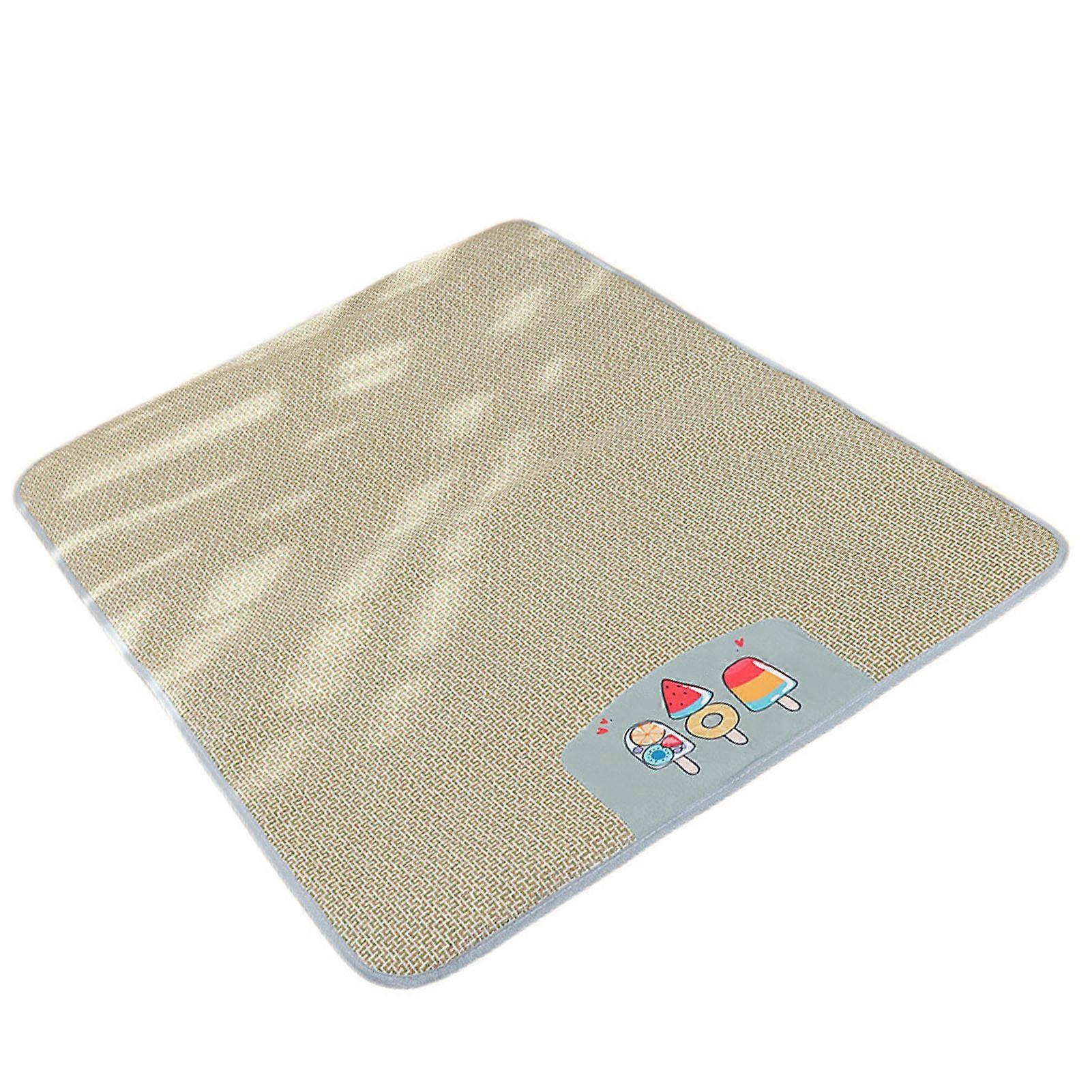 Pet Rattan Mat Breathable Prevent Slip Bite Comfortable Cat Cooling Pad for Summer Dog Kitten S 45x35cm / 17.7x13.8in 