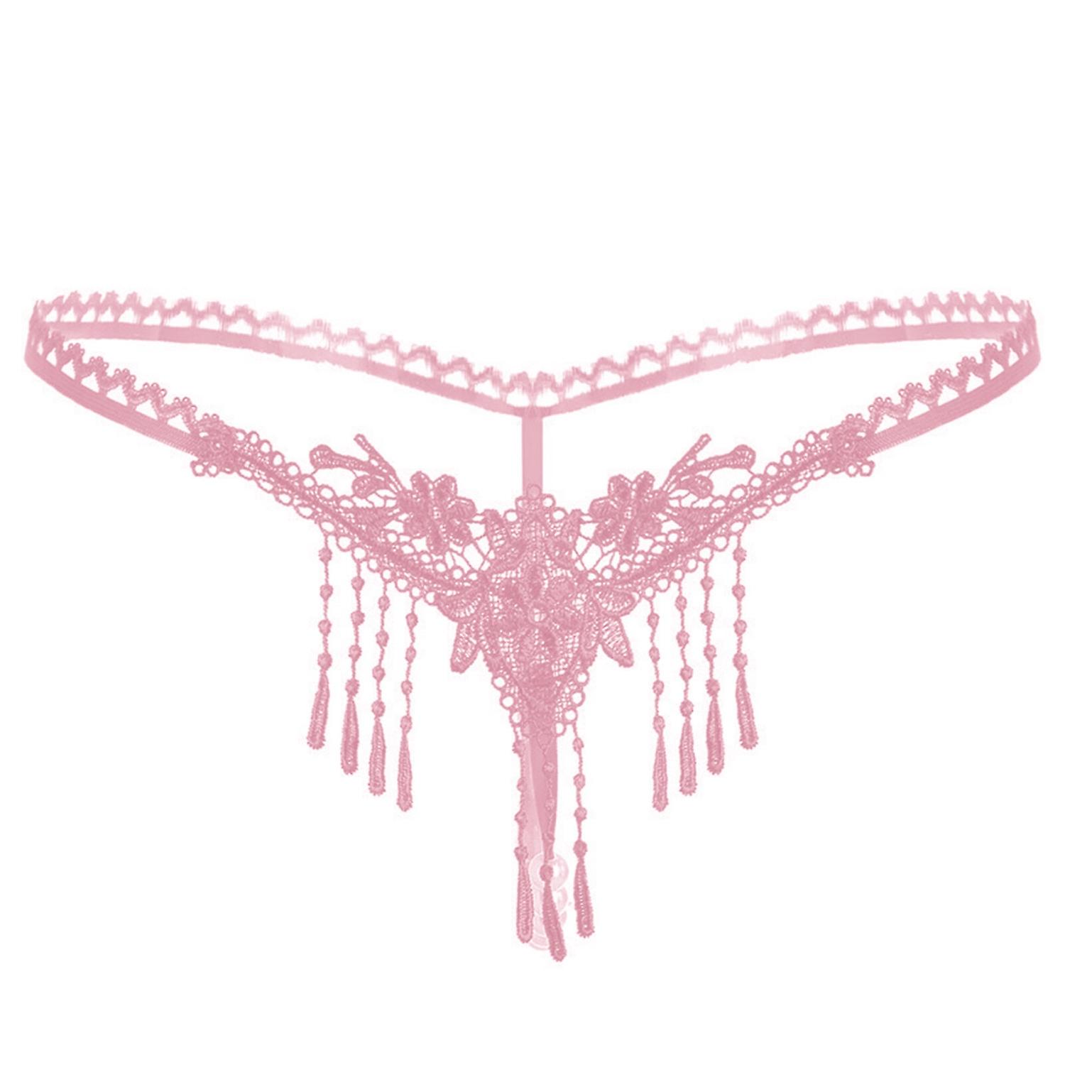 Sexy Pink Pearl Ouvert String - Spitze und durchscheinendes Design