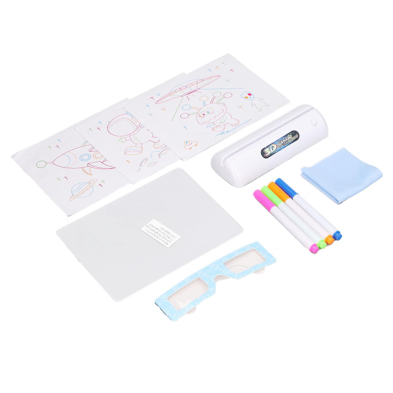 3D Magic Drawing Pad Fun Lightweight Reusable Educational Practical Fluorescent Luminous Writing Board for Children