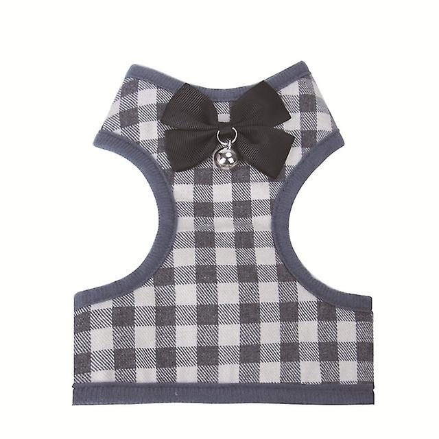 Adjustable Bow Plaid Vest Lead Pull Rope Leash for Cat Dog Pet Gray