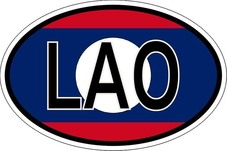 Sticker sticker oval oval flag country code LAO laos