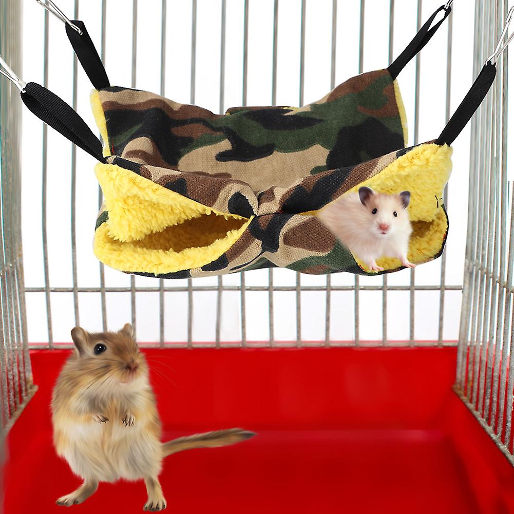 Small Pet Hamster Double Deck Hammock Bed 20x20cm Camouflage