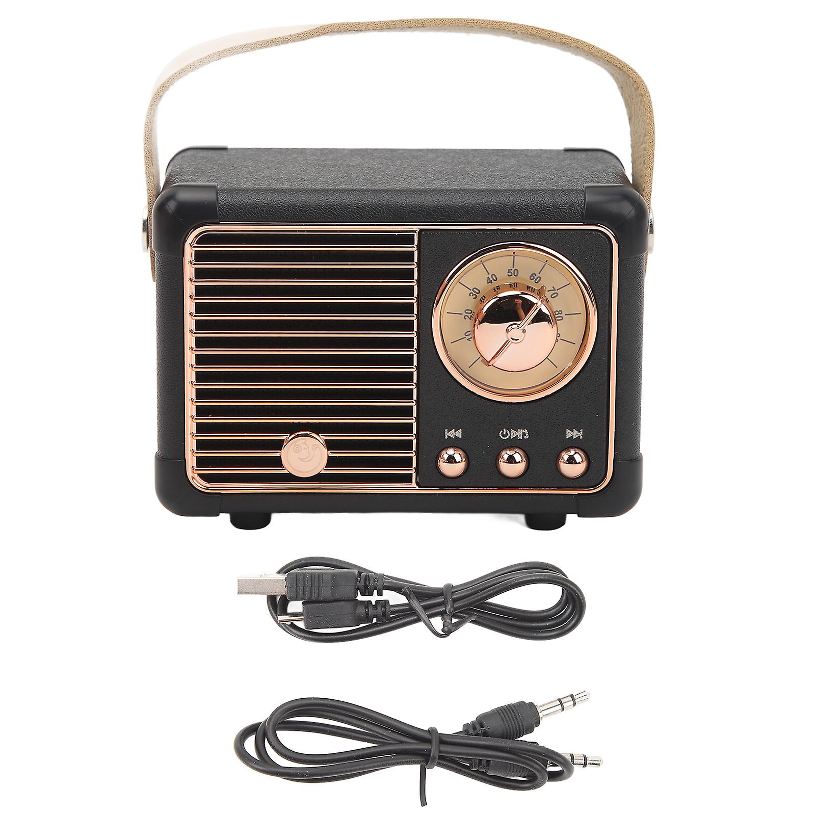 Retro Bluetooth Speaker Portable Wireless Speaker o Player for Home Outdoor Built in 400mAh Battery Black