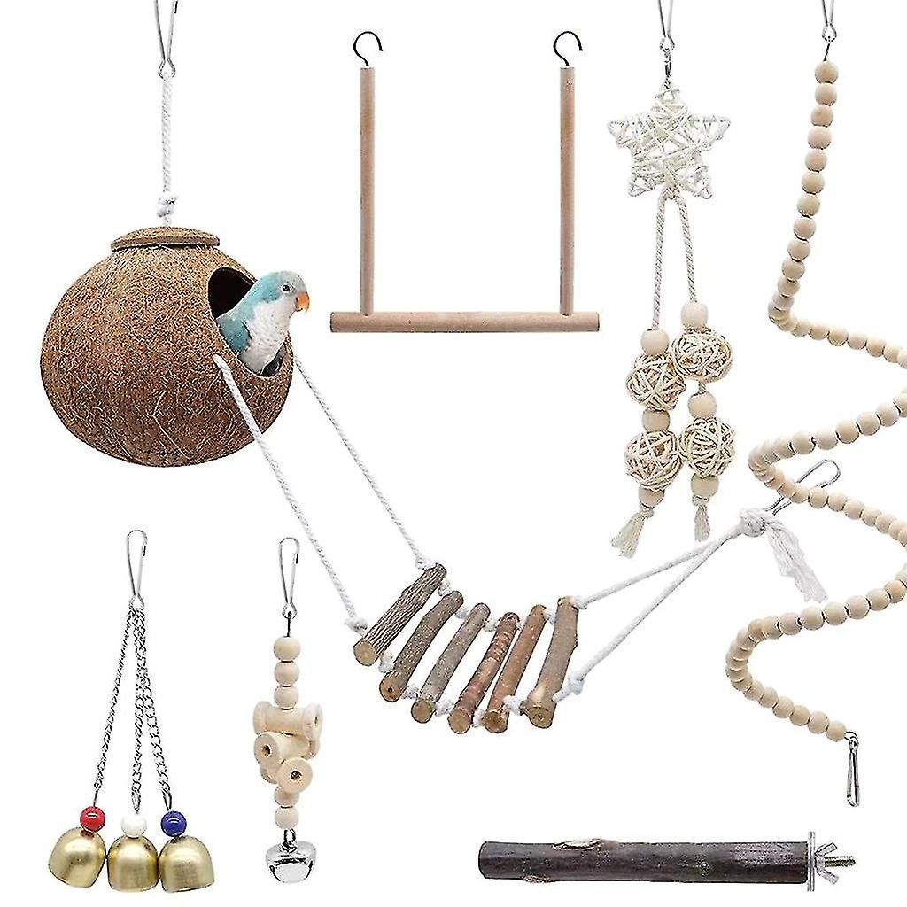 7-piece Bird Toys Parrot Training Set 5 Models For Small & Medium Birds