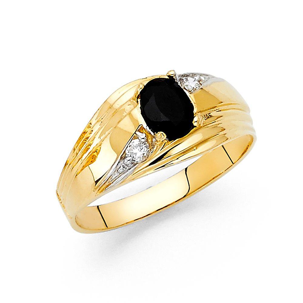 14k Yellow Gold Cubic Zirconia Mens Ring Size 10-Ring for Men - 3.2 Grams