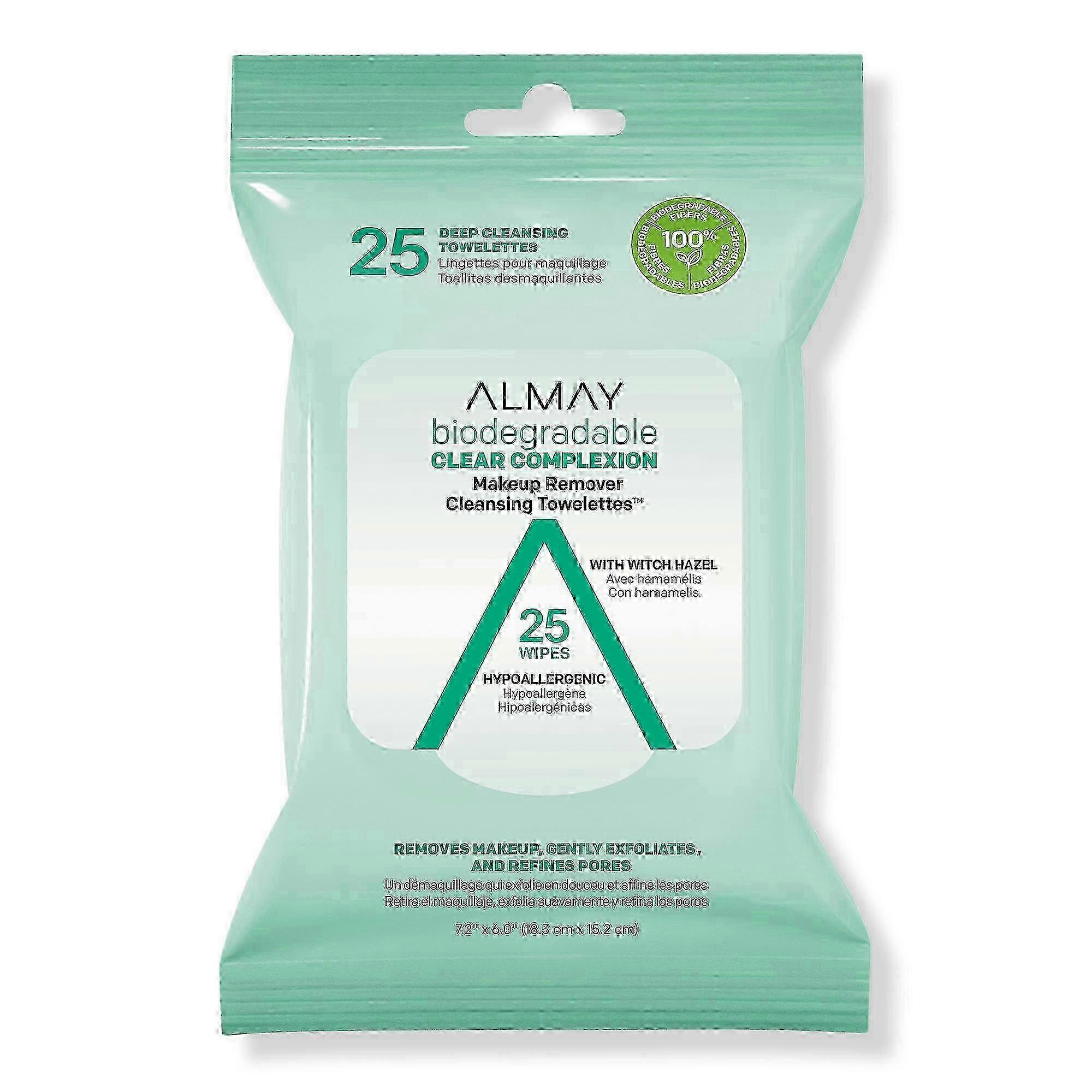 Almay 可生物降解透明肤色卸妆洁面巾,25 片