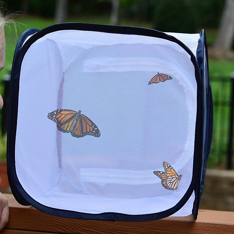30*30*30cm Insect and Butterfly Habitat Cage, Transparent Foldable Mesh Habitat Terrarium Insect Cages
