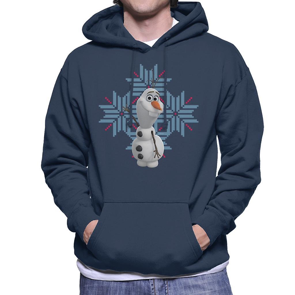 Disney Frozen Olaf Snowflake Background Design Men's Hooded Sweatshirt