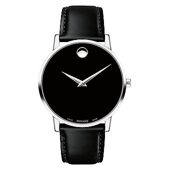 Movado museum Analog sveitsisk kvartsur for menn med kuskinnarmbånd 607269