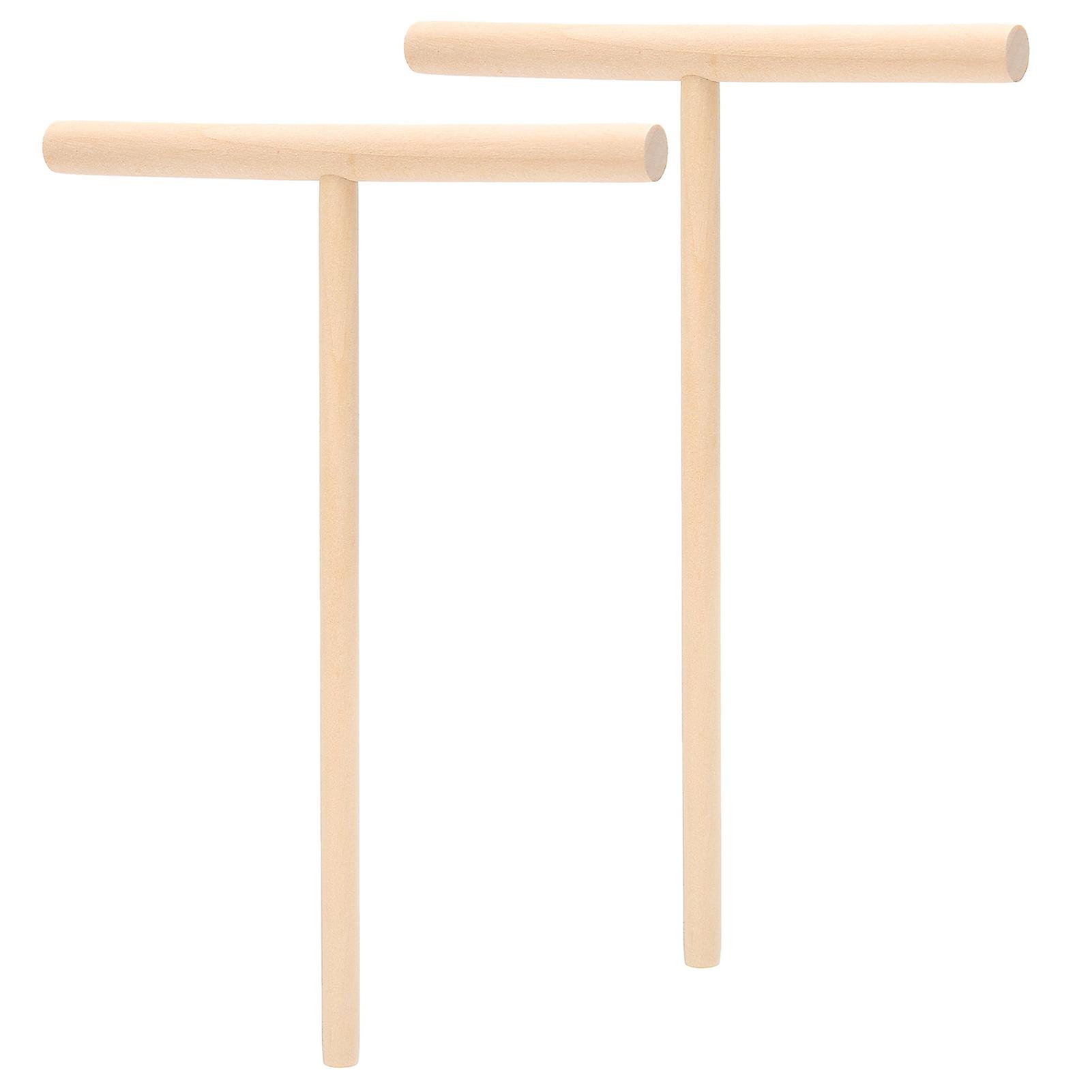 Wooden Pancake Spreader Crepe Tools Smooth T-Shape Scraper Durable Lightweight Cooking Accessories for Even Batter Distribution Pack of