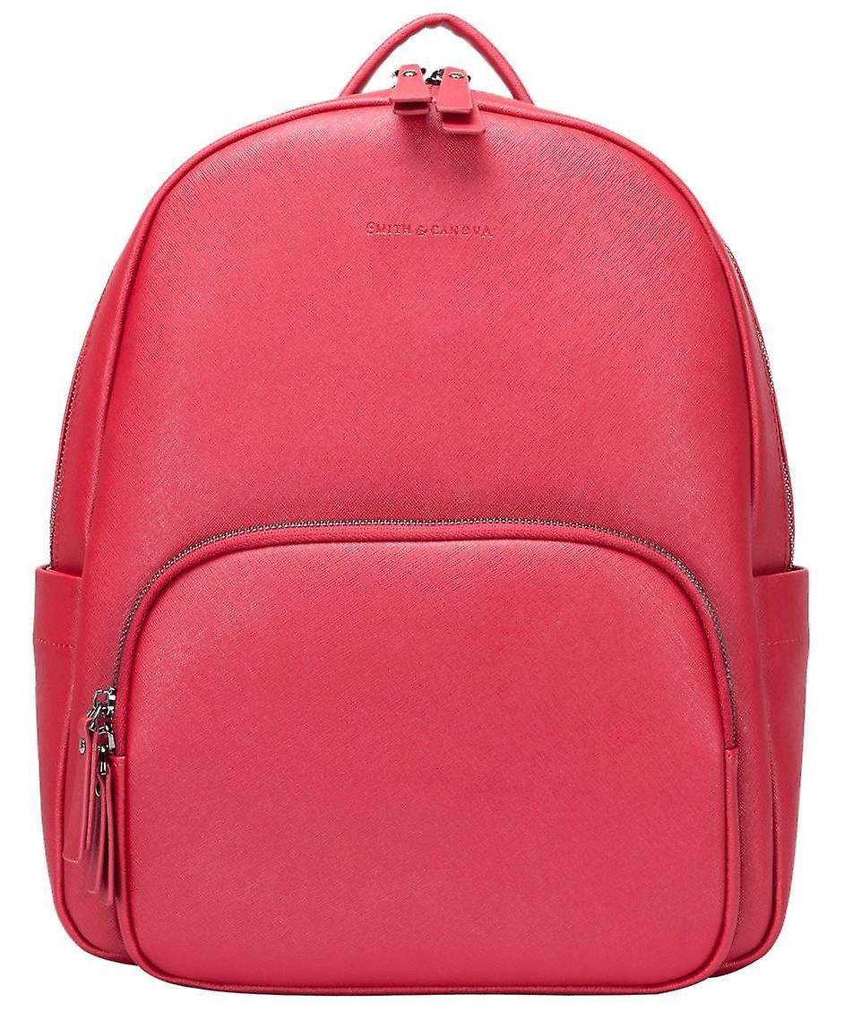 Smith and Canova Saffiano Leather Zip Around Backpack - Red