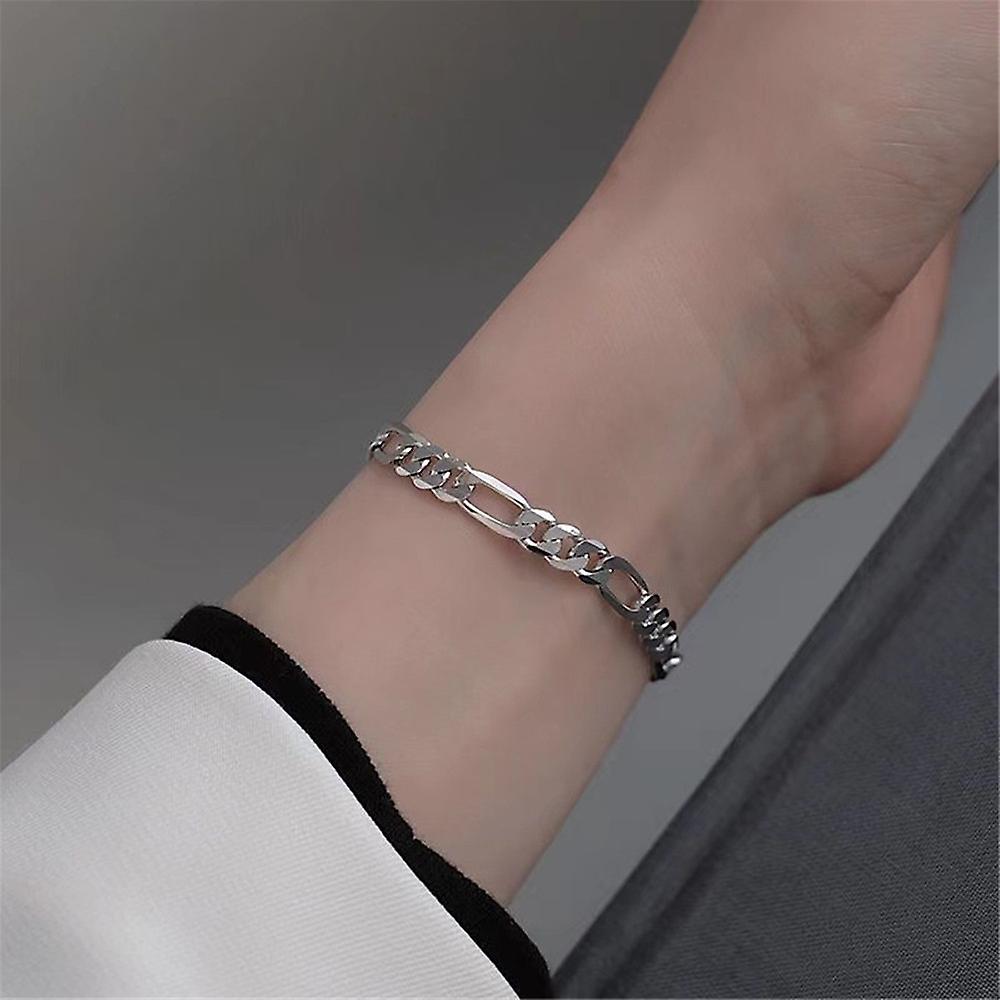 Oro 18 carati su Figaro Link Catena Bracciale Donne con chiusura a moschettone in argento