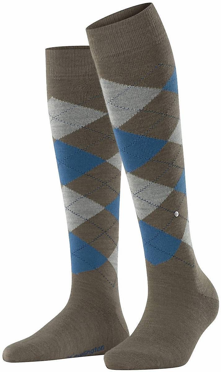 Burlington Marylebone Knee-High Socks - Umber Brown/Blue