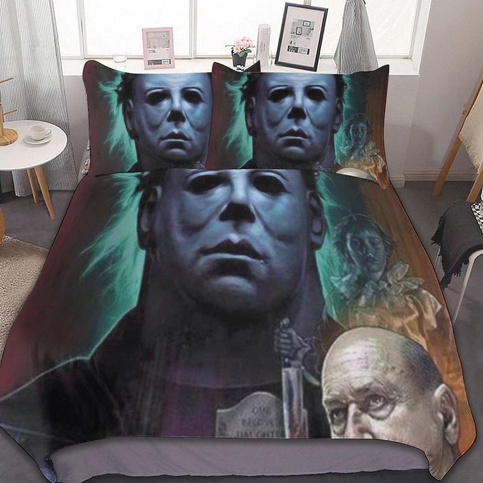 Michael Myers Halloween 3 Pcs Bed Sheets Set Breathable Duvet Cover with 2 Pillow Sham Soft All Seasons Bedding Set