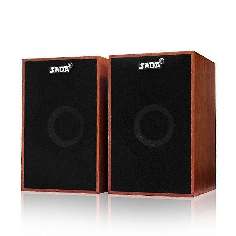 SADA V-160 USB Wired Wooden Combination Speakers Computer Speakers Bass Stereo Music Player Subwoofer Sound Box for Desktop Laptop Notebook Tablet PC 