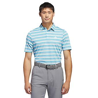 adidas Golf Mens Two Colour Striped Sustainable Polo Shirt